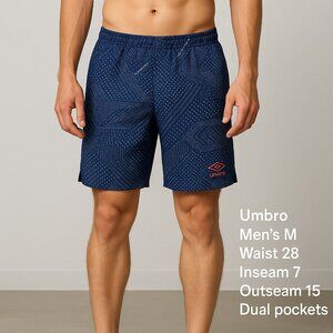 Umbro Ftbl Navy Blue Athletic Shorts Men’s M Dual Pockets Running Training Gym
